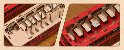 Robotime Rolife London Bus Holzpuzzle – 3D Modellbausatz aus Holz zum Basteln & Sammeln