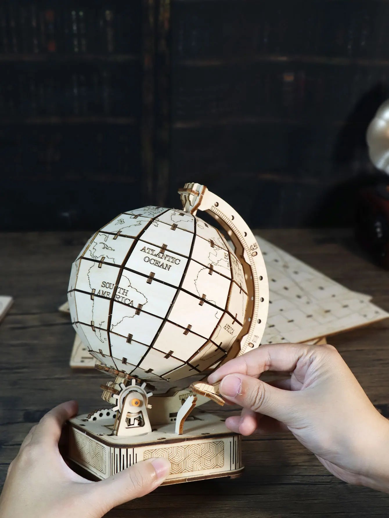 3D wooden puzzle globe – DIY wooden globe kit for turning