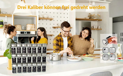 6/12/24er Set Gewürzgläser – 120ml mit 360° drehbarem Deckel, Etiketten & Zubehör | Aromafrisch & Luftdicht