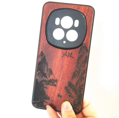 Coque en bois gravée pour Honor Magic 6 (Pro) – Motifs gravés