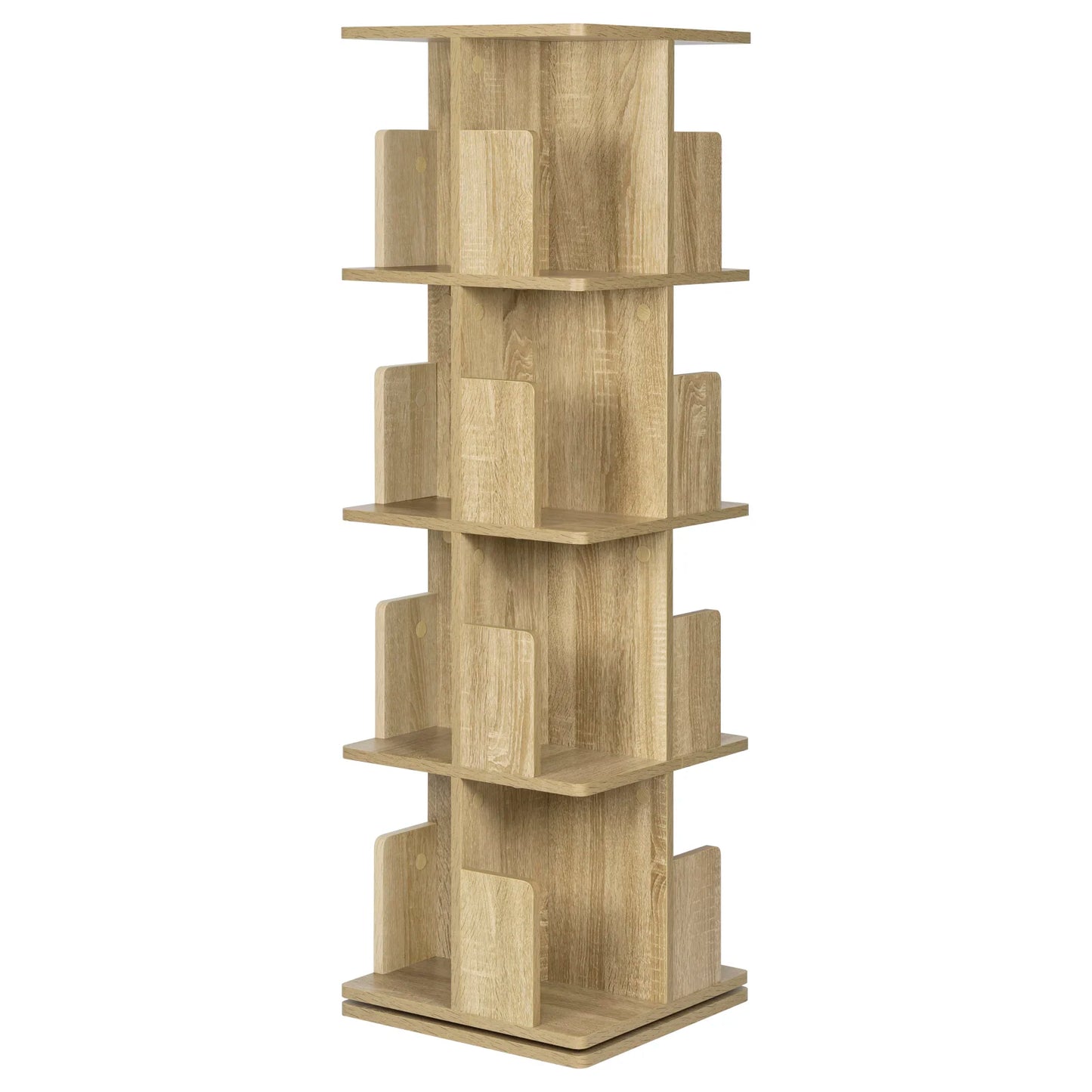 Bücherregal 4 Etagen 360° Drehbar MDF Regal mit 16 Fächern Standregal für Wohnzimmer Büro Arbeitszimmer