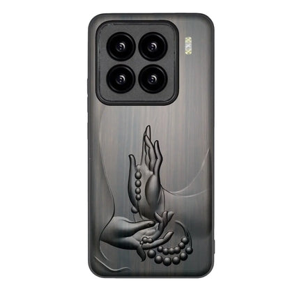 Buddhistische Hände – Sandelholz-Hülle für Xiaomi (13–15 Pro/Ultra)