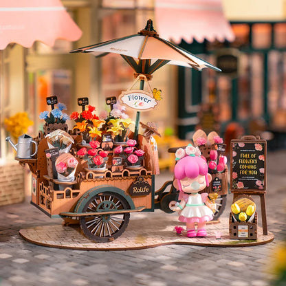Robotime 3D Holzpuzzle Blütenwagen – Bastelset & Deko-Modell | Florales DIY-Geschenk für Frauen, Mädchen & kreative Erwachsene