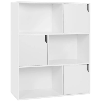 Bücherregal Weiß Eiche 80 x 96 x 30 cm Regal mit 6 Würfeln Skandinavisches Aufbewahrungsregal für Wohnzimmer Büro Arbeitszimmer