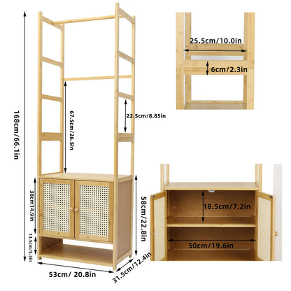 Kleiderständer aus Bambus mit Schrank & Regal – freistehend, modern & platzsparend
