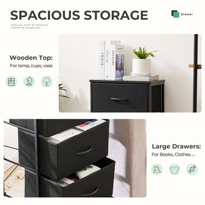 Meuble de salon JHK avec 4 tiroirs en tissu – structure en acier, peu encombrant et moderne