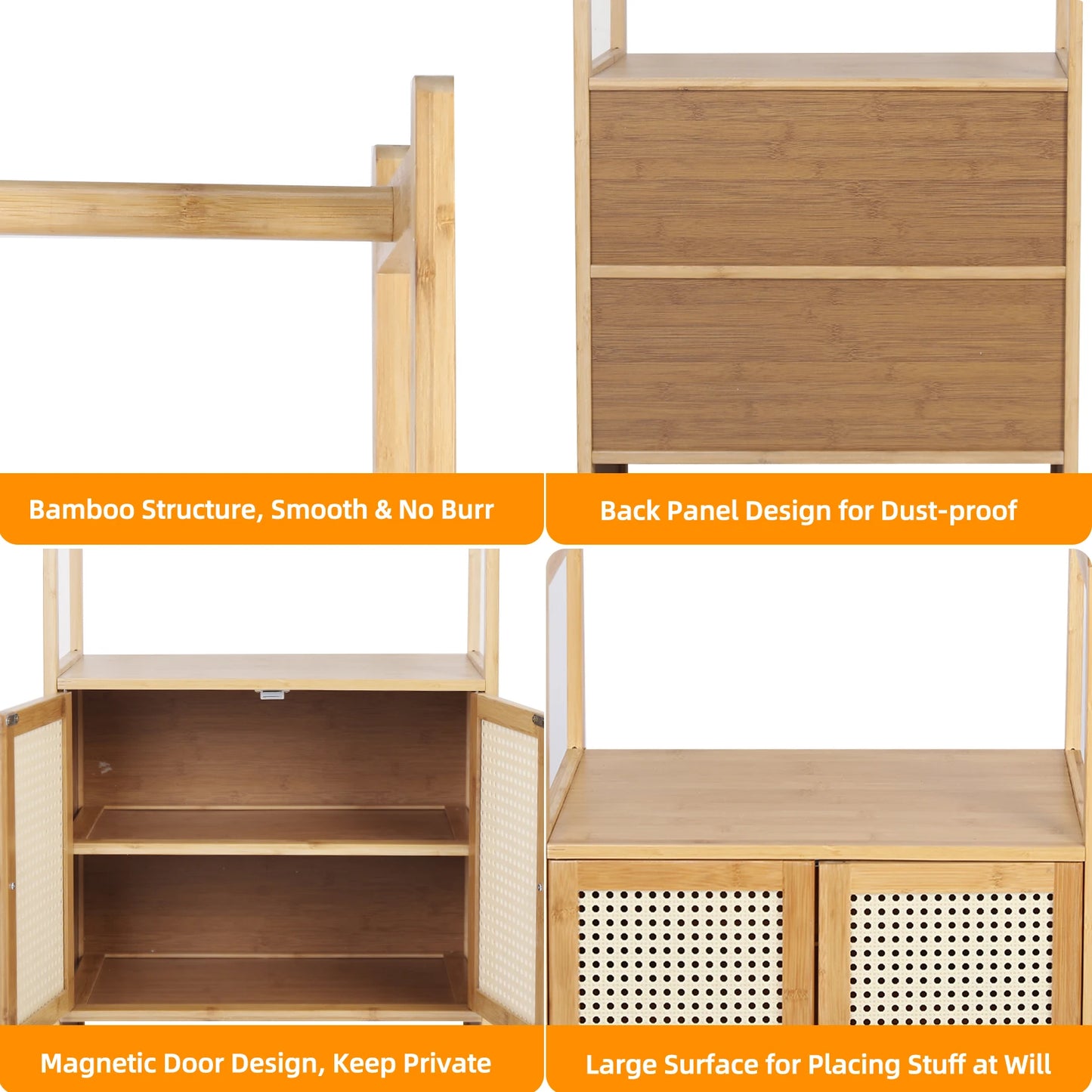 Kleiderständer aus Bambus mit Schrank & Regal – freistehend, modern & platzsparend