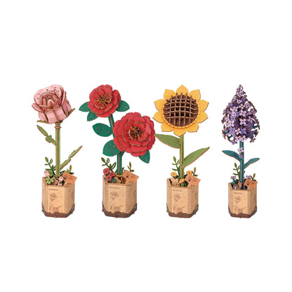 Robotime Rolife 3D Holzblumen – DIY Holzpuzzle Blumenstrauß | Ewige Blüten als Geschenk zum Muttertag, Geburtstag & Deko