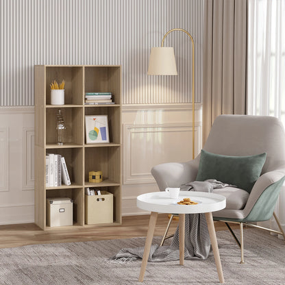 Bookcase with 8 compartments – freestanding &amp; modern – in white or oak