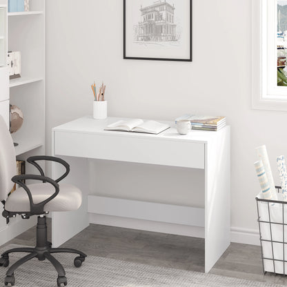 Weißer Computertisch mit 1 Schublade 100 x 50 x 75 cm Schreibtisch PC Laptop Tisch für Büro Wohnzimmer und Arbeitszimmer