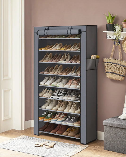 SONGMICS Schuhregal 10 Ebenen – für bis zu 40 Paar, mit Stoffabdeckung, 162 cm hoch