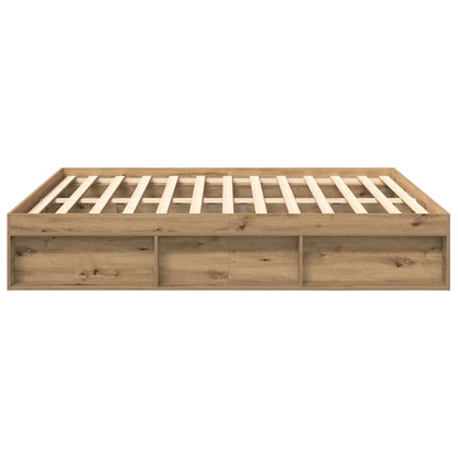 Bed frame 200×200 cm without mattress – Handcrafted from wood material in Artisan Oak | Solid design