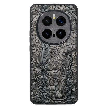 Étui en bois de santal gravé The Guardian Lion pour Honor Magic 5-7 (Pro)