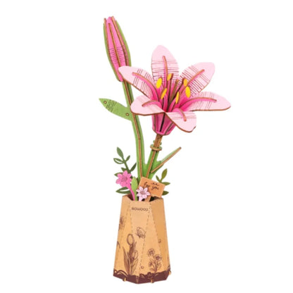 Robotime Rolife 3D Holzblumen – DIY Holzpuzzle Blumenstrauß | Ewige Blüten als Geschenk zum Muttertag, Geburtstag & Deko
