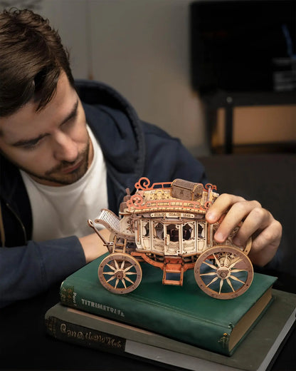 Robotime ROKR Postkutsche Spieluhr – 3D Holzpuzzle zum Bauen für Erwachsene & Jugendliche