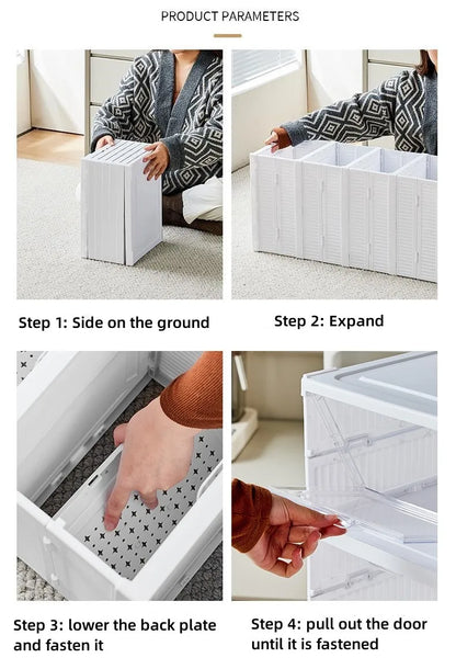 Meuble à chaussures pliable à 6 niveaux – Boîte de rangement transparente et empilable pour baskets et chaussures