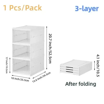 Meuble à chaussures pliable à 6 niveaux – Boîte de rangement transparente et empilable pour baskets et chaussures