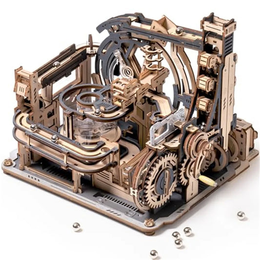 Robotime ROKR Marble Spaceport – Elektrisches 3D-Holzpuzzle mit Kugelbahn | Modellbausatz für Erwachsene & Teenager