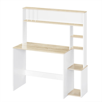 Computer desk with storage space 113.5 x 45 x 139 cm Desk with 5 shelves Scandinavian workstation for office and living room
