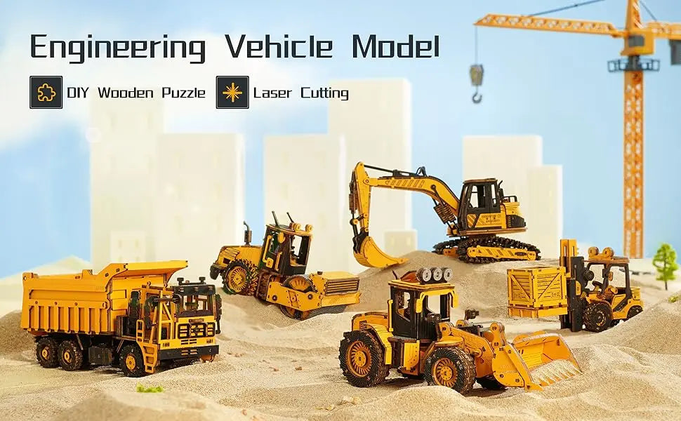 Robotime ROKR Dampfwalze Holzpuzzle – 3D Modellbausatz aus Holz für Kinder & Erwachsene