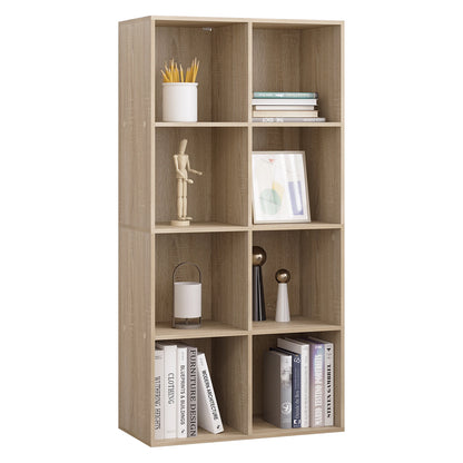 Bookcase with 8 compartments – freestanding &amp; modern – in white or oak