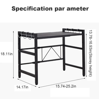 Étagère extensible en métal pour micro-ondes – 1 ou 2 niveaux, stable et réglable en hauteur – organisateur d'étagères de cuisine