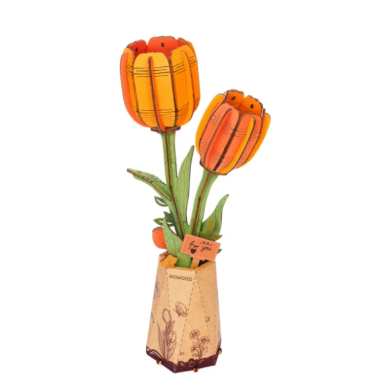 Robotime Rolife 3D Holzblumen – DIY Holzpuzzle Blumenstrauß | Ewige Blüten als Geschenk zum Muttertag, Geburtstag & Deko