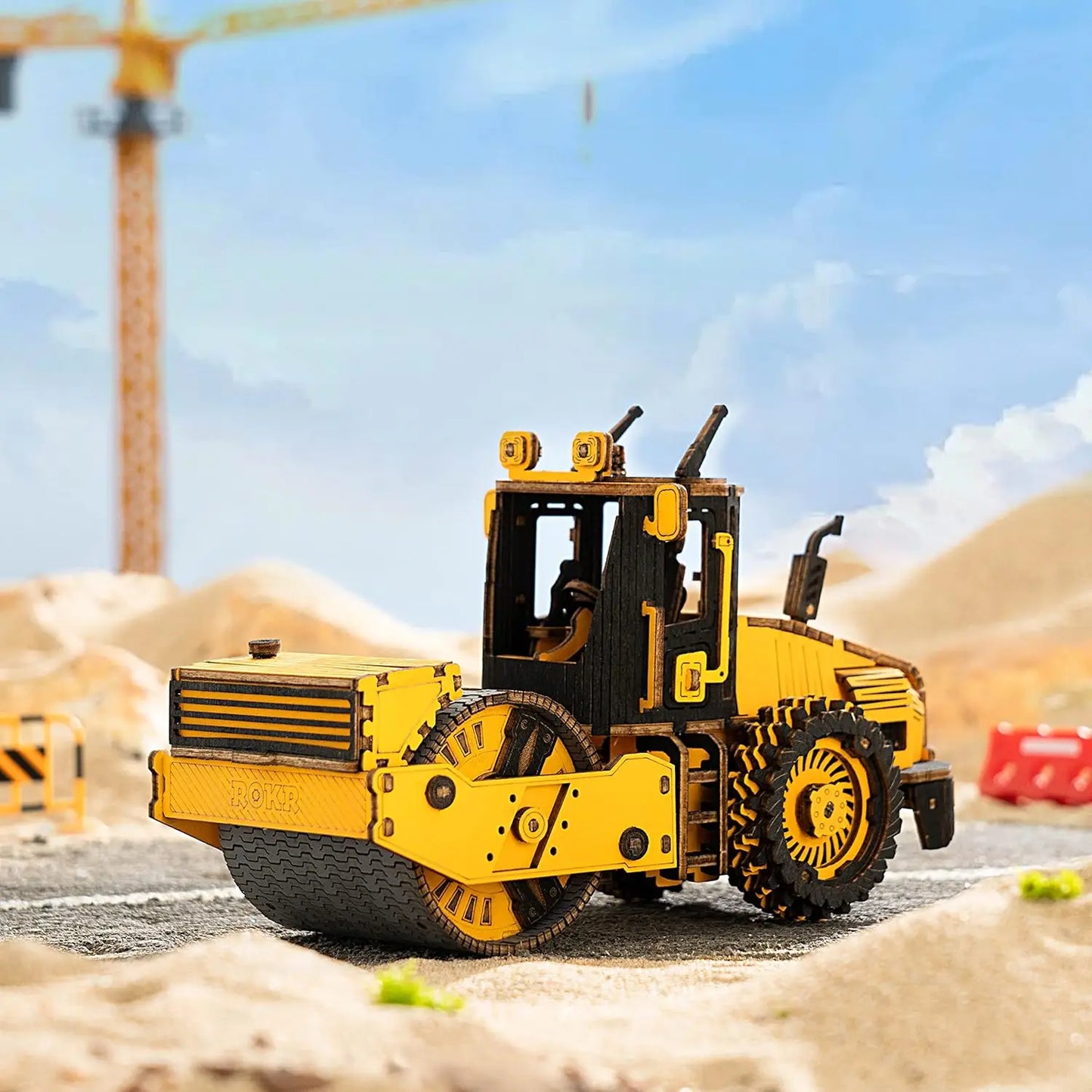 Robotime ROKR Dampfwalze Holzpuzzle – 3D Modellbausatz aus Holz für Kinder & Erwachsene