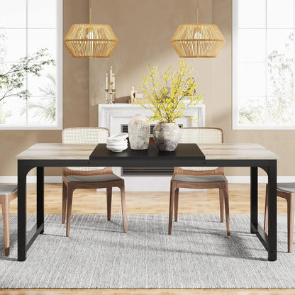 Industrial dining table 180 × 80 cm – for 6–8 people, rectangular, wood &amp; metal