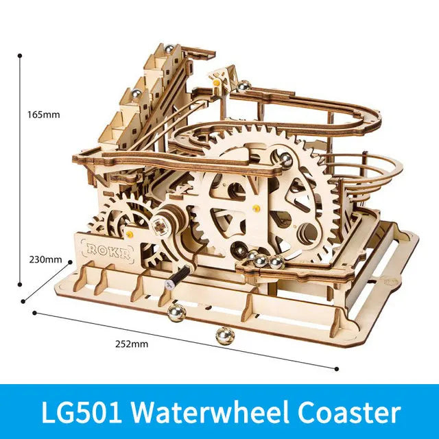 Robotime ROKR Kugelbahn Holzpuzzle – Marble Run Wasserrad 3D Bausatz für Kinder & Erwachsene