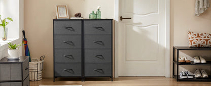 Meuble de salon JHK avec 4 tiroirs en tissu – structure en acier, peu encombrant et moderne