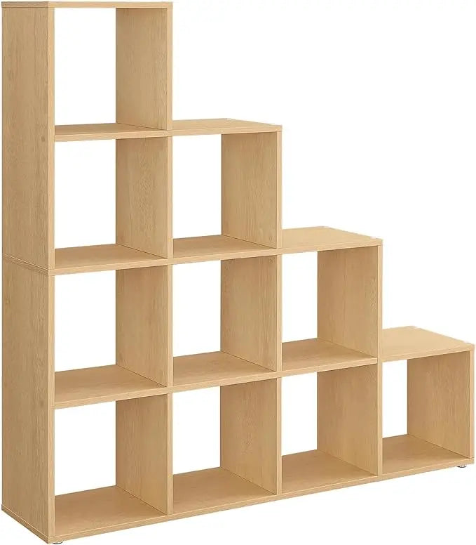 Bibliothèque escalier à 10 compartiments – étagère en bois, murale, moderne et stable