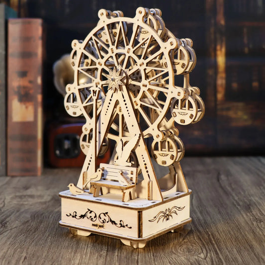 Puzzle 3D en bois Grande roue – Maquette en bois à monter soi-même avec mécanisme musical