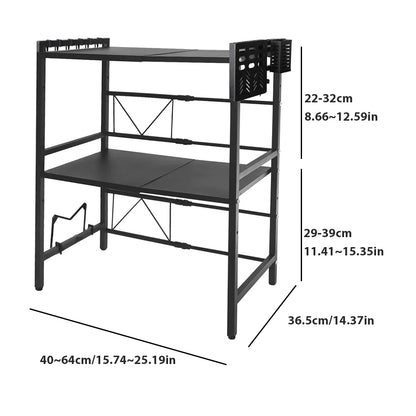Étagère extensible en métal pour micro-ondes – 1 ou 2 niveaux, stable et réglable en hauteur – organisateur d'étagères de cuisine