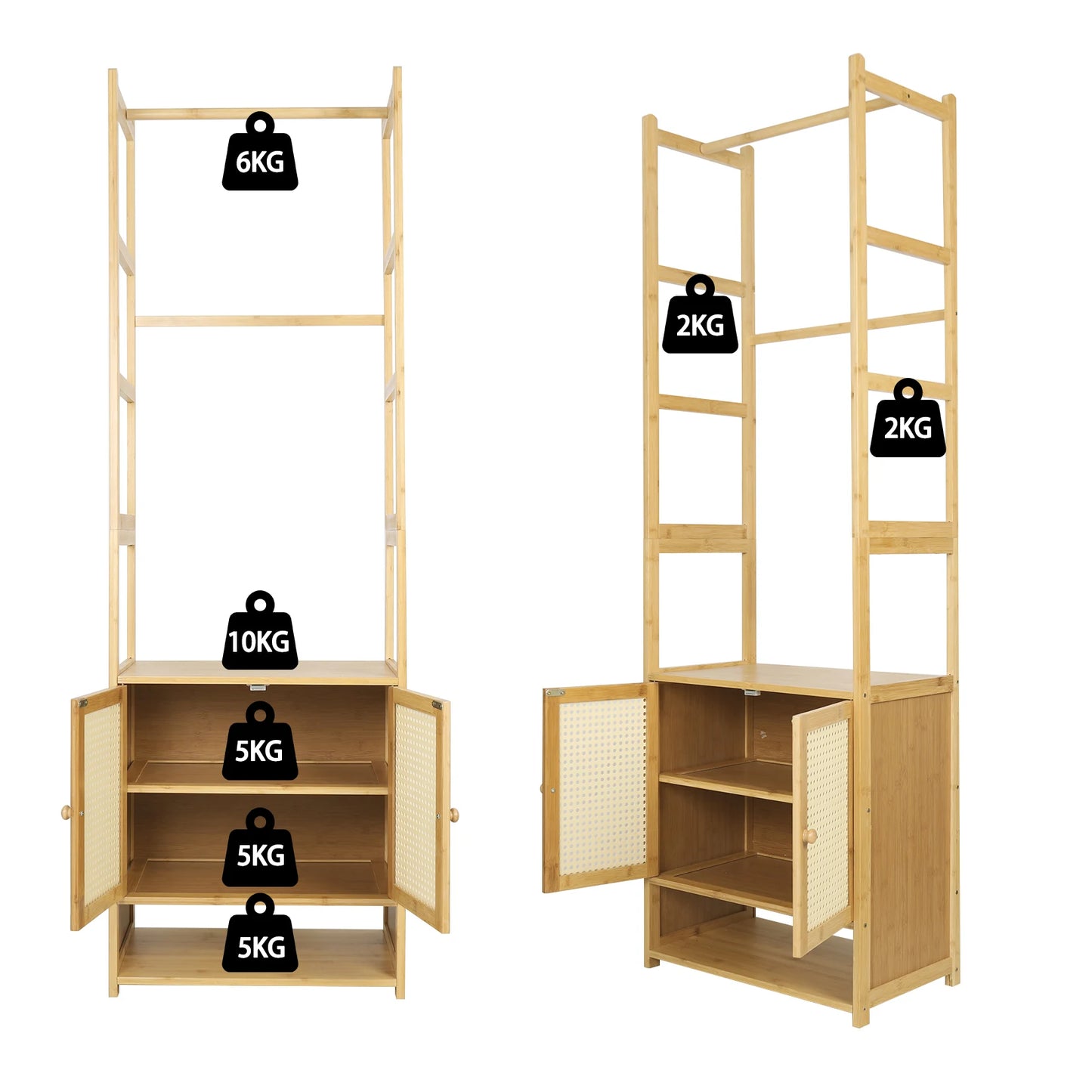Kleiderständer aus Bambus mit Schrank & Regal – freistehend, modern & platzsparend
