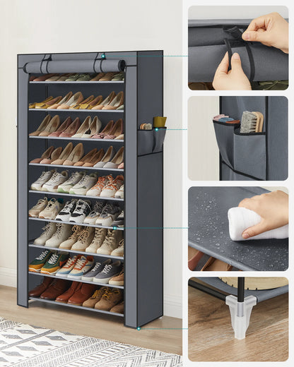 Étagère à chaussures SONGMICS 10 niveaux – jusqu'à 40 paires, avec revêtement en tissu, hauteur 162 cm
