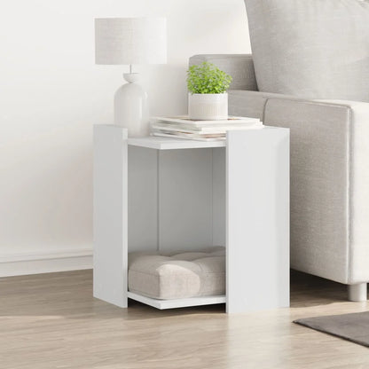 Bac à litière caché en bois – blanc, 80×50×45 cm – élégant bac à litière pour chat avec fonction table