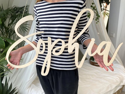 Personalized wooden lettering – 45 cm – name plate for baby room, wedding or gift – wall decoration