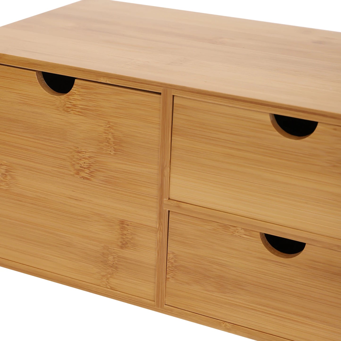 Bambus Schreibtisch Organizer mit 3 Schubladen Retro Design Umweltfreundlicher Tisch Organizer für Büro und Home Office