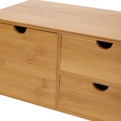 Bambus Schreibtisch Organizer mit 3 Schubladen Retro Design Umweltfreundlicher Tisch Organizer für Büro und Home Office
