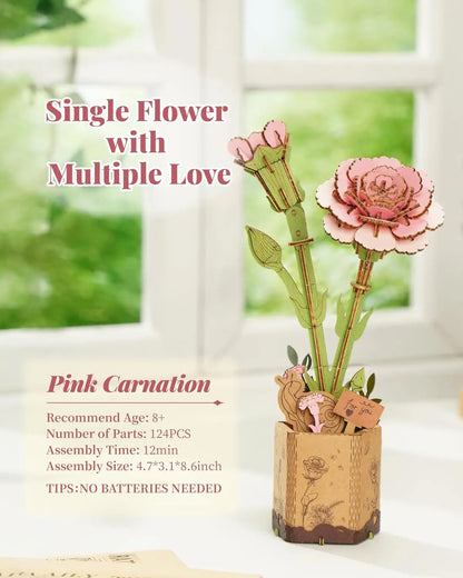 Robotime Rolife 3D Holzblumen – DIY Holzpuzzle Blumenstrauß | Ewige Blüten als Geschenk zum Muttertag, Geburtstag & Deko