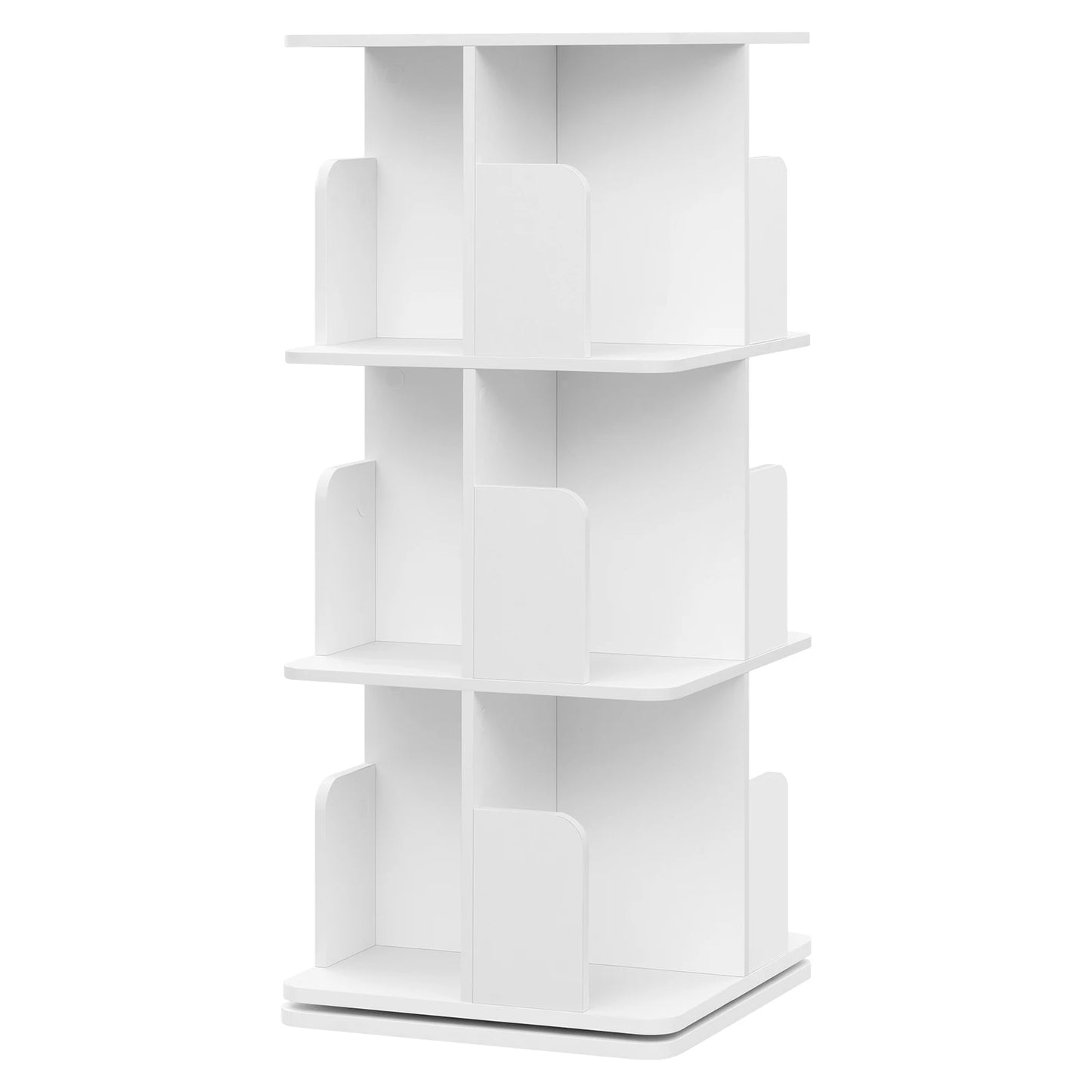 Bücherregal 3 Etagen 360° Drehbar Regal 40 x 94,5 x 40 cm MDF Standregal mit 12 Fächern für Wohnzimmer Büro Schlafzimmer