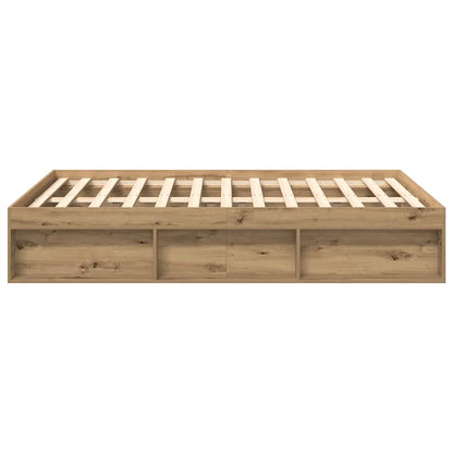 Bettgestell 140×190 cm – Handgefertigt aus Holzwerkstoff in Artisan Eiche | Ohne Matratze