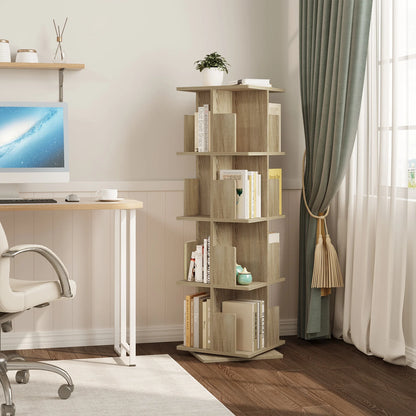 Bücherregal 4 Etagen 360° Drehbar MDF Regal mit 16 Fächern Standregal für Wohnzimmer Büro Arbeitszimmer
