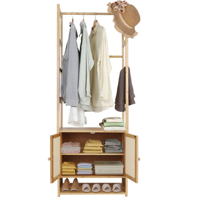 Kleiderständer aus Bambus mit Schrank & Regal – freistehend, modern & platzsparend