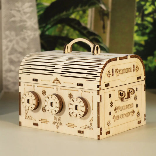 Coffre au trésor puzzle 3D en bois – Kit DIY avec serrure à combinaison pour adultes