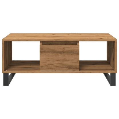 Couchtisch 90×50×36,5 cm – Handgefertigt aus Holzwerkstoff in Artisan Eiche mit Metallfüßen