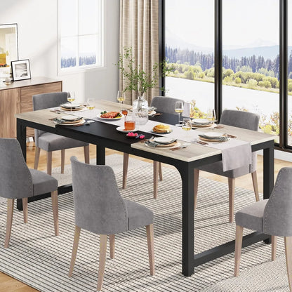 Industrial dining table 180 × 80 cm – for 6–8 people, rectangular, wood &amp; metal