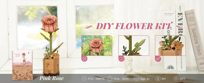 Robotime Rolife 3D Holzblumen – DIY Holzpuzzle Blumenstrauß | Ewige Blüten als Geschenk zum Muttertag, Geburtstag & Deko