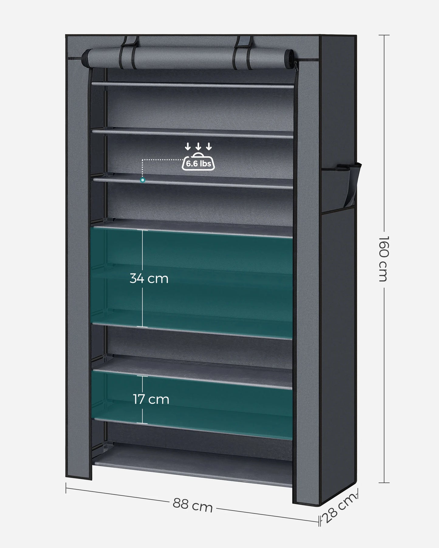 Étagère à chaussures SONGMICS 10 niveaux – jusqu'à 40 paires, avec revêtement en tissu, hauteur 162 cm